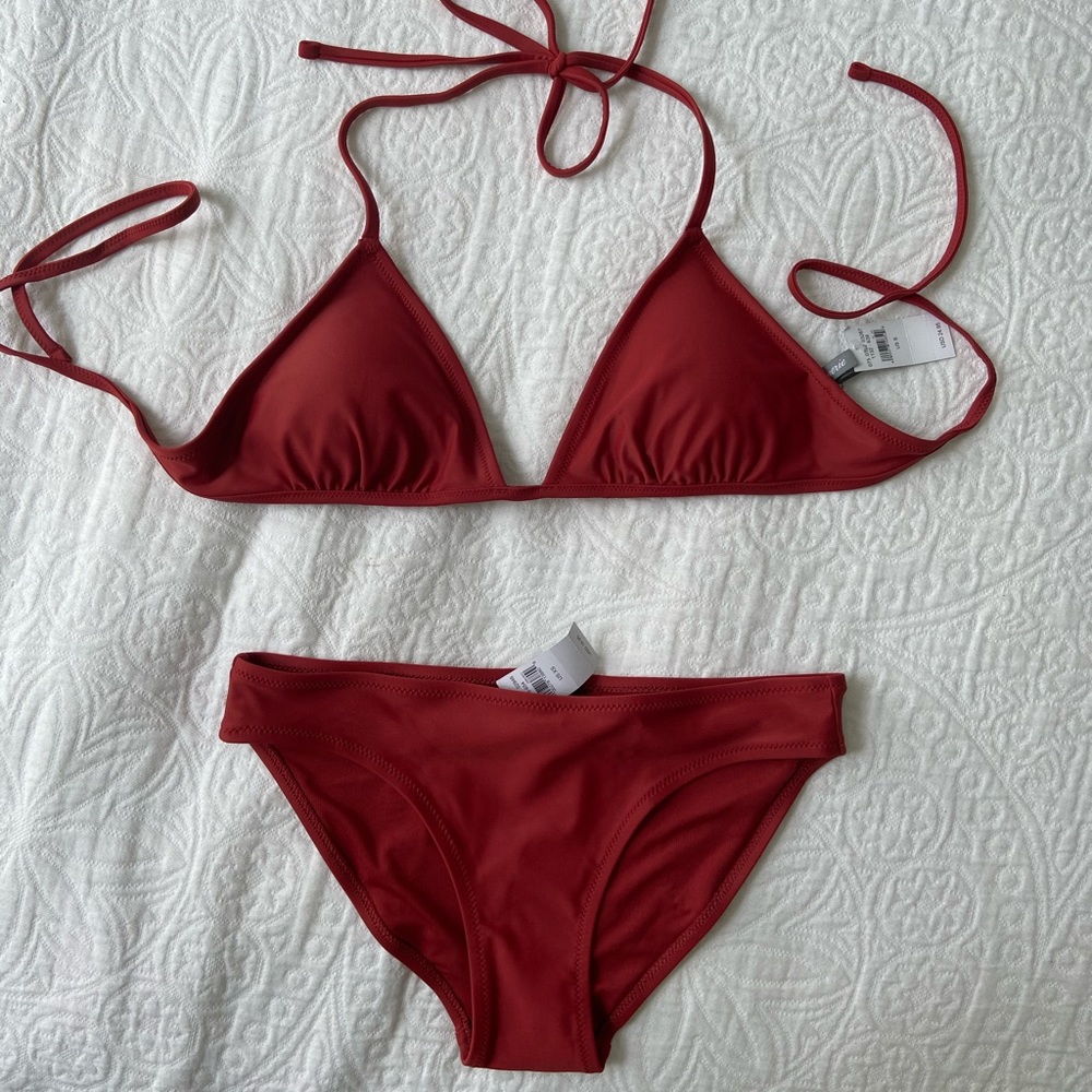 Aerie orange, tied triangle bikini size small / XS